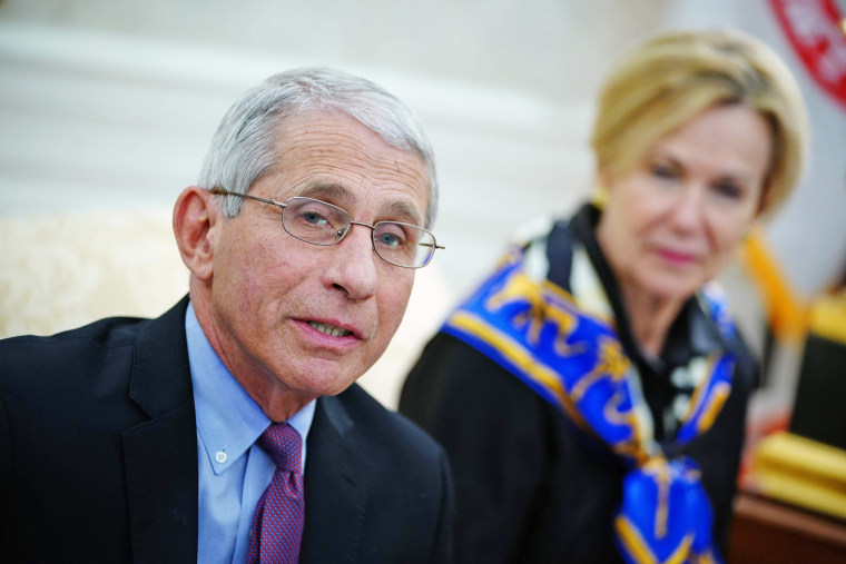 Dr. Anthony Fauci speaks in the Oval Office on April 29, 2020.