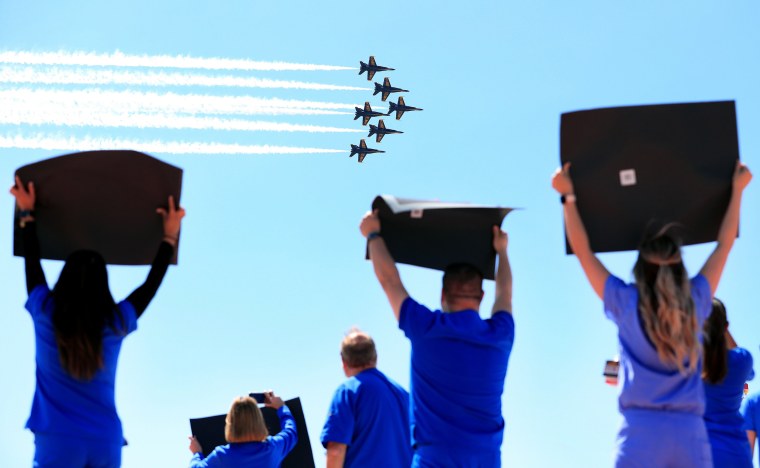 Image: The Blue Angels Fly Over Dallas Area To Honor Healthcare, Frontline And Essential Workers