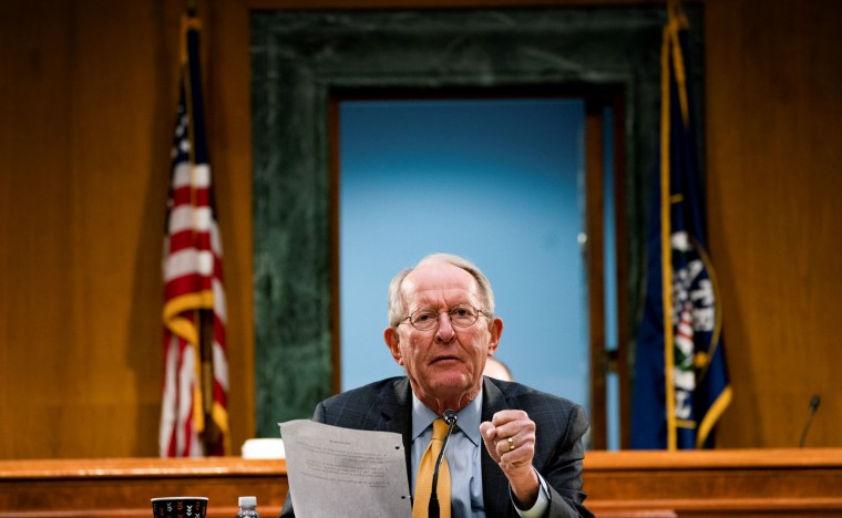 Image: Sen. Lamar Alexander, R-Tenn., speaks at a committee hearing on Capitol Hill on May 7, 2020.