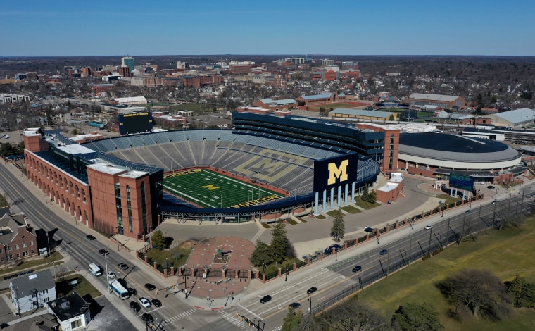 Image: The empty Michigan Stadium in Ann Arbor on March 15, 2020.