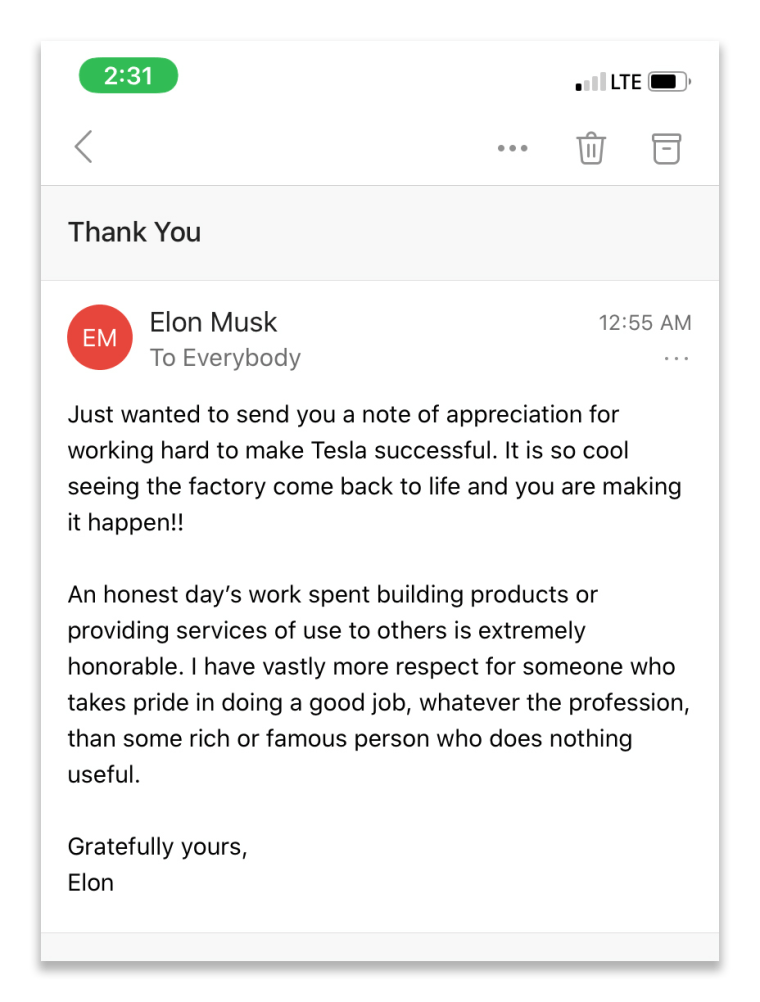 IMAGE: Elon Musk email