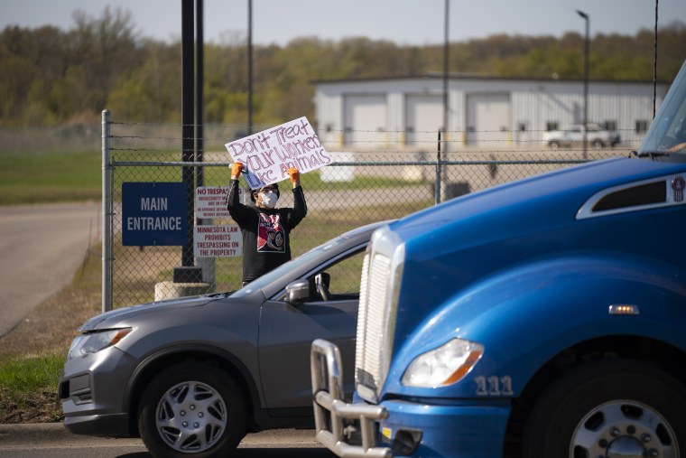 IMAGE: Protest at Pilgrim's Pride plant in Minnesota