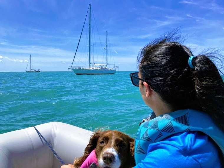 Amy Morin and her dog enjoying life on the water.
