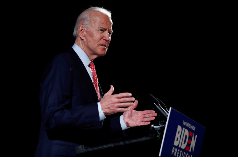 Image: Presidential candidate and former Vice President Joe Biden speaks about responses to the COVID-19 coronavirus pandemic at an event in Wilmington, Delaware