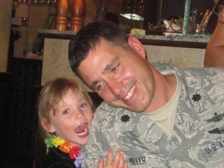 Annelise Miller was 3 1/2 years old in this photo with her father, Air Force Lt. Col. Todd Miller. Miller died in December 2016.