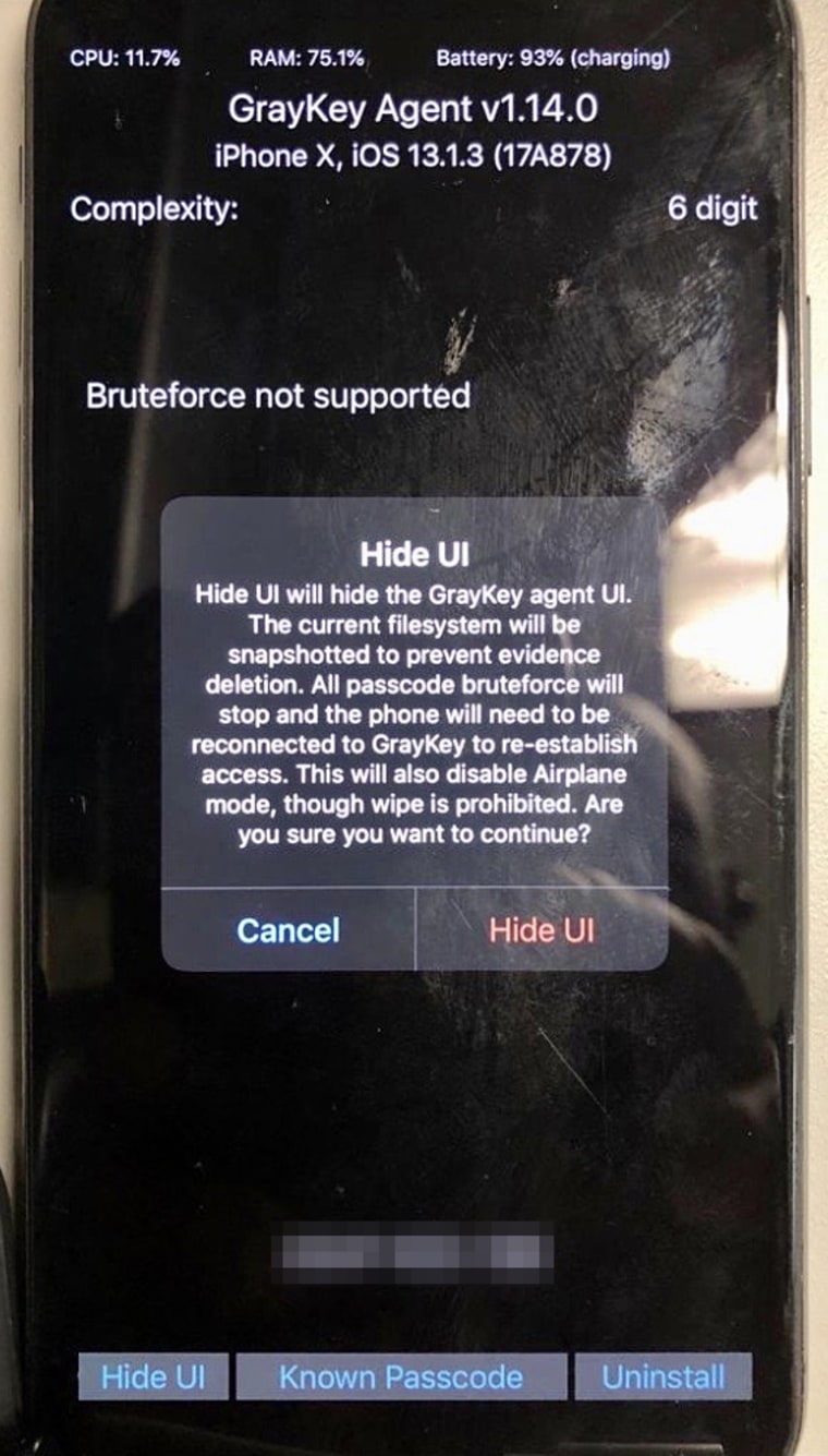 Hide UI installed on an iPhone X,