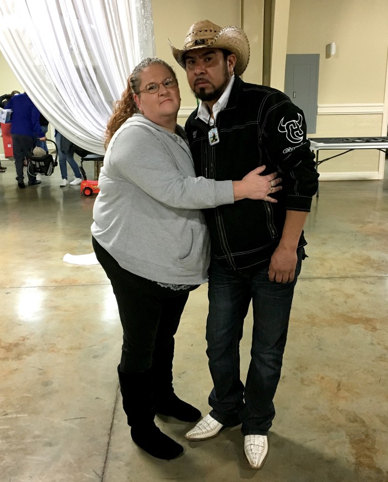 Betsy Mejia and her husband Oscar Mejia. Oscar Meija has been detained by U.S. Immigration and Customs Enforcement at the Bluebonnet Detention Center in Anson, Texas, since February.