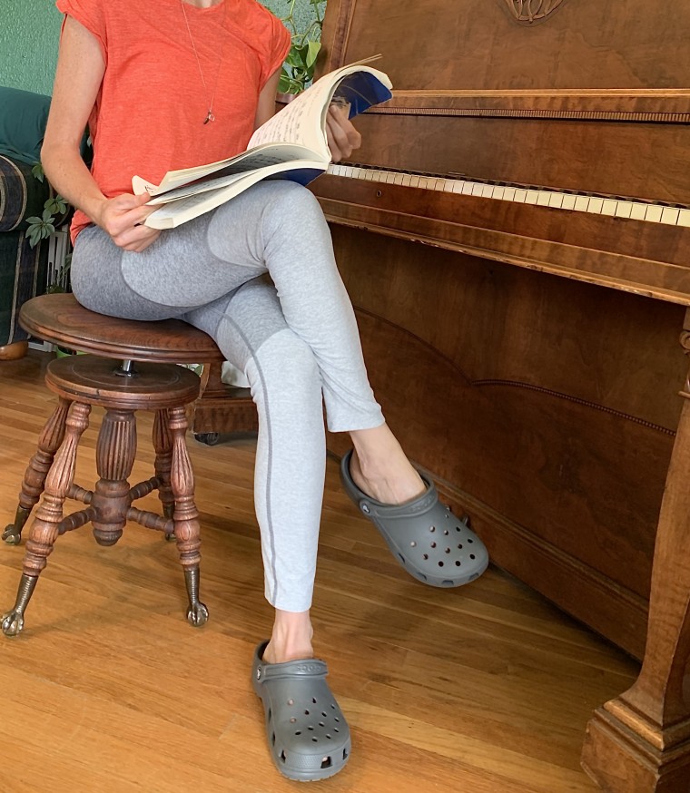 Wearing my Crocs as slides while playing the piano