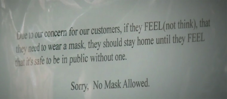 Liberty Tree Tavern has a sign in front that says, "Sorry, no masks allowed." 