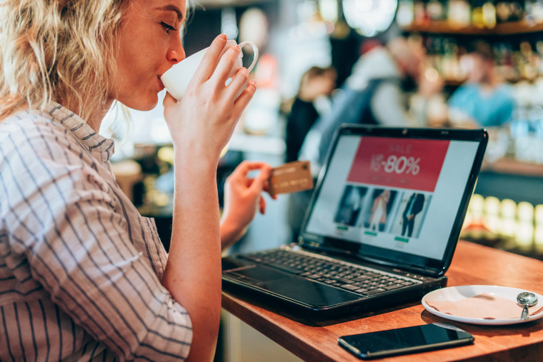 Woman shopping online.