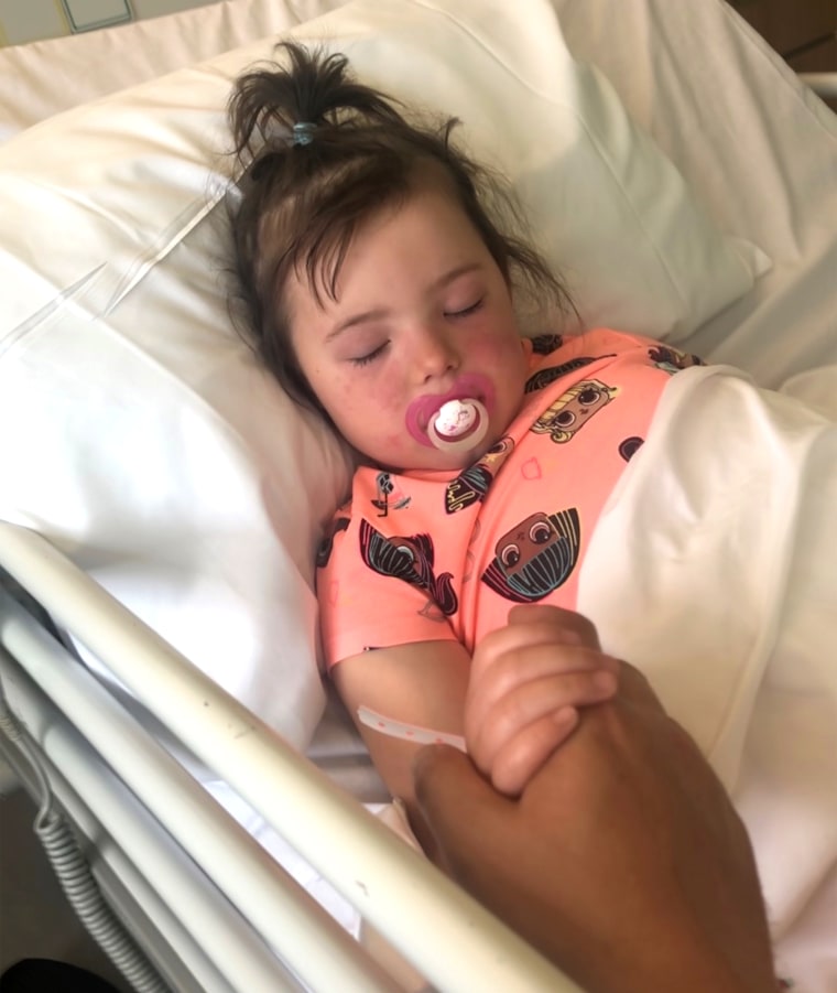 Four year-old Tayah Fernandes while in hospital with a new disease linked to coronavirus.