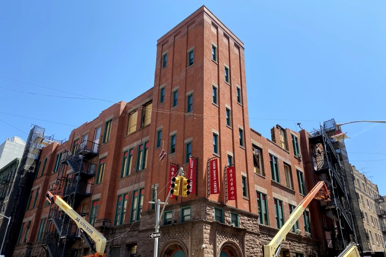 Image: A full demolition of the community center on 70 Mulberry Street has already begun, angering scores of residents who consider it a cultural and spiritual hub in Manhattan's Chinatown.