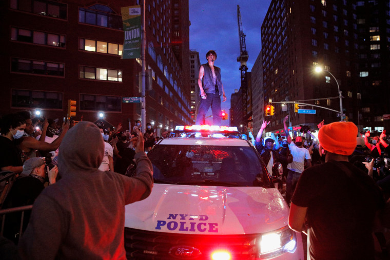 Protesters rally against the death in Minneapolis police custody of George Floyd in Manhattan