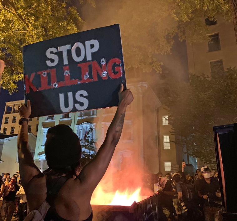 Protesters gather near the White House on Saturday night, May 30, 2020.