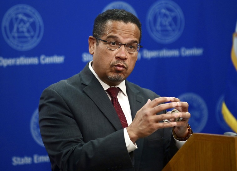 Minnesota Attorney General Keith Ellison answers questions about the investigation into the death of George Floyd, in St. Paul, Minn., on Wednesday, May 27, 2020.