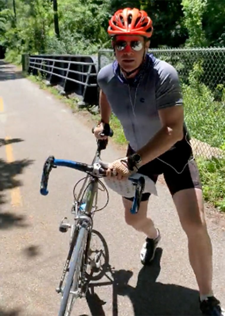The cyclist was caught on video assaulting the group of teens along the Capital Crescent Trail in Maryland.