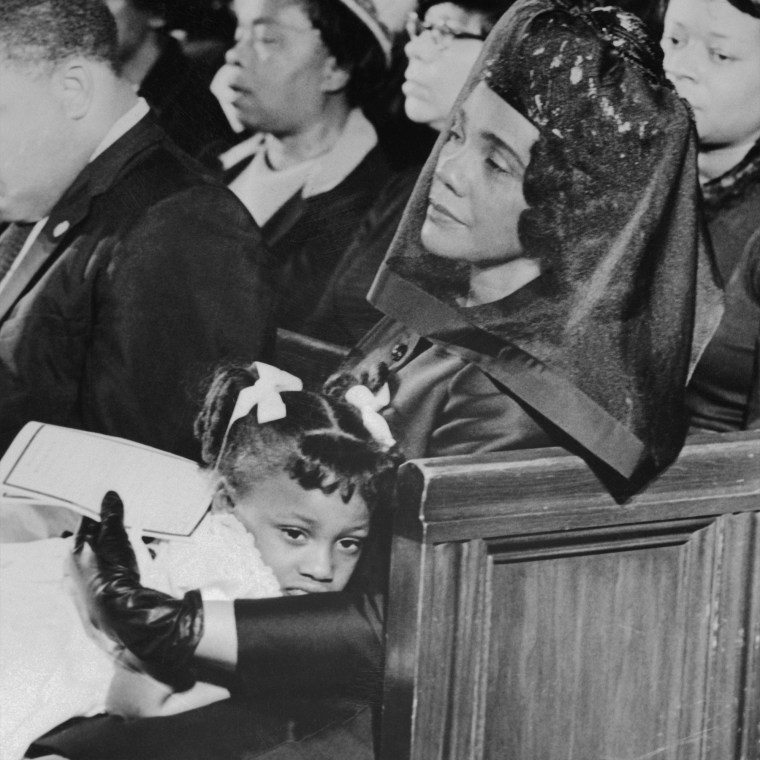 Coretta Scott King and daughter Bernice at Martin Luther King Jr. memorial service