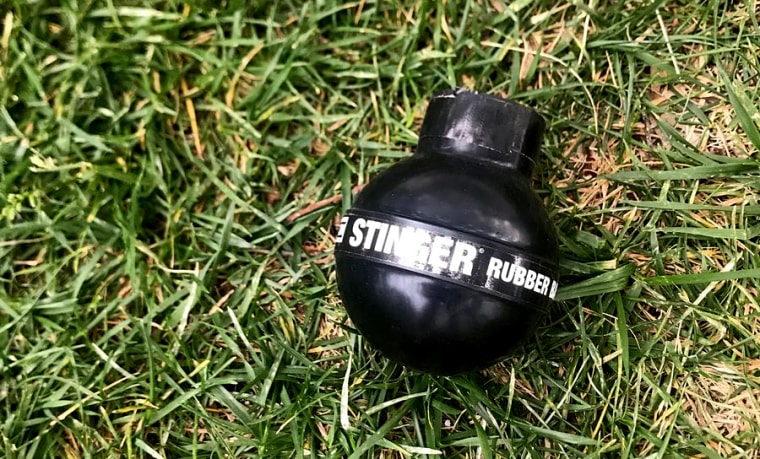 A rubber grenade found on street in Washington, DC, on June 2, 2020, the morning after there were protests throughout the city.