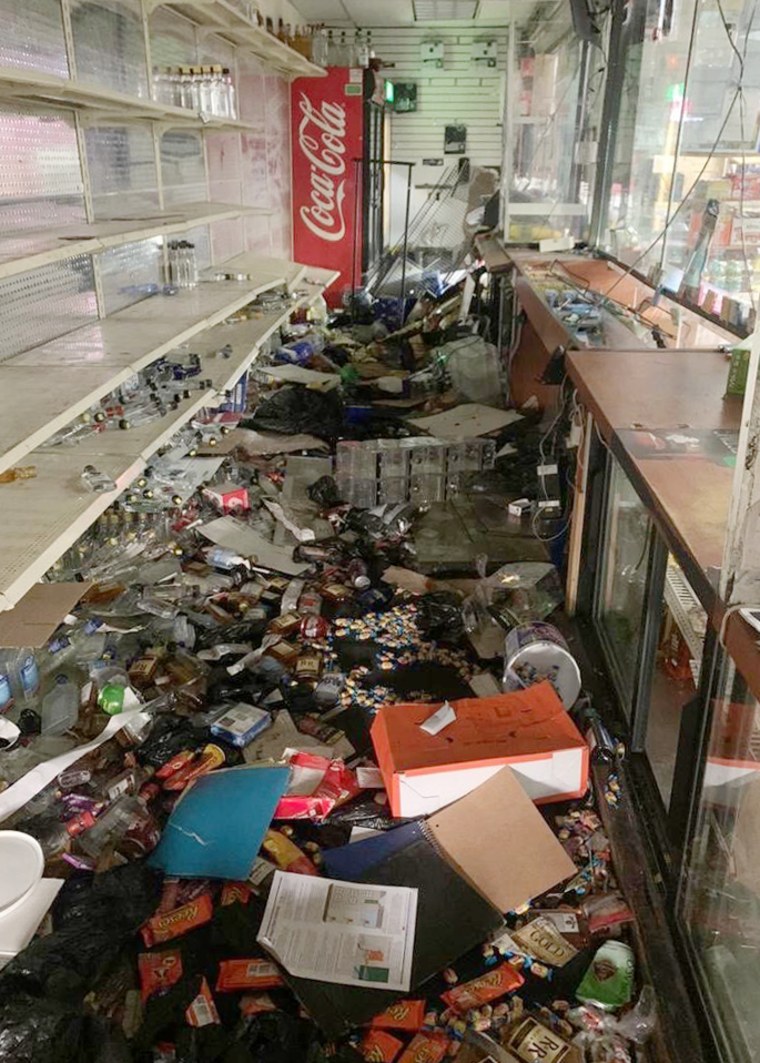 The damage inside  Salih Mothana's Express Food Market in Chicago on June 1, 2020.