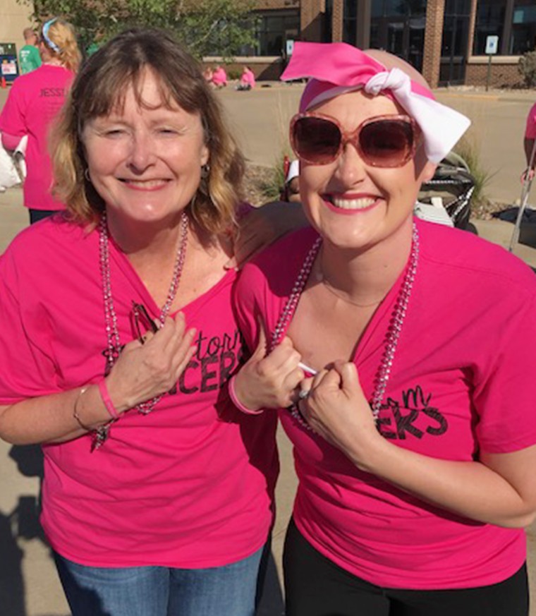 Jessica Storm's mom, Joan Berg, also had breast cancer when she was young. Storm says her mom is her role model as she undergoes her third cancer treatment in two years. 
