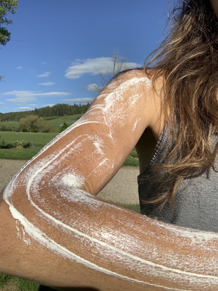 sunscreen on arm before being absorbed