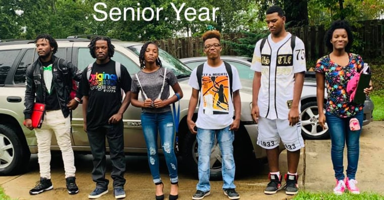 The Harris sextuplets on the first day of their senior year.