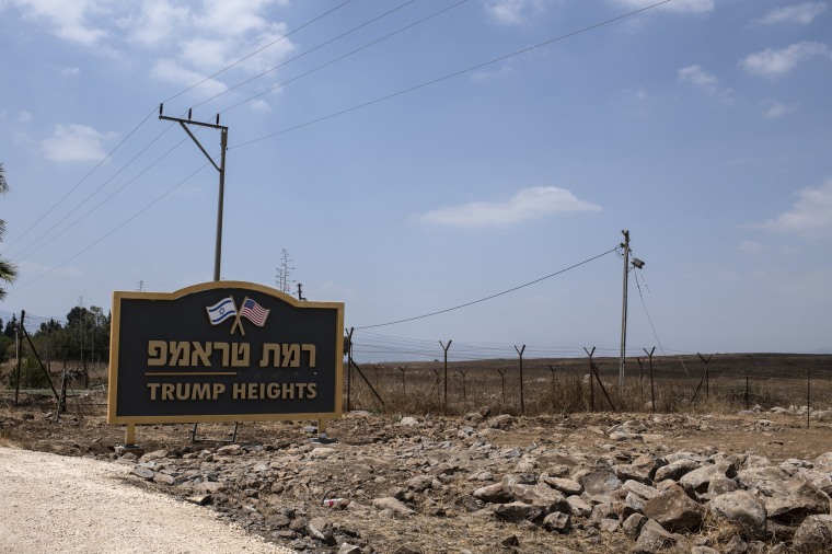 Image: The Trump Heights sign in Golan.