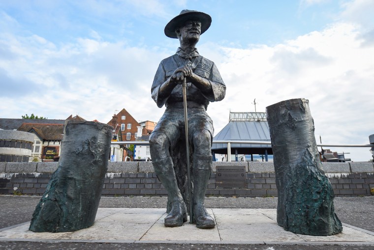Image: The Lord Baden-Powell statue on June 11, 2020 in Poole, United Kingdom.