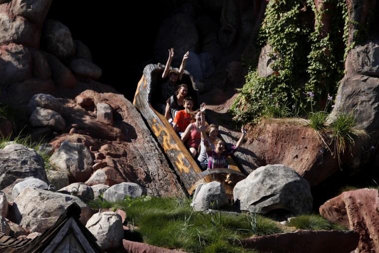 Image: Guests ride Splash Mountain at Disneyland in Anaheim, Calif., in 2013.