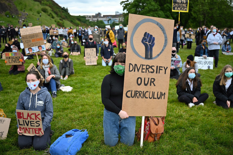 Image: Black Lives Matter protest in Holyrood Park on June 7, 2020 in Edinburgh, Scotland.