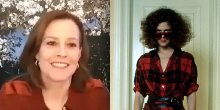 Definitely not a dog: Sigourney Weaver today, and in "Ghostbusters."