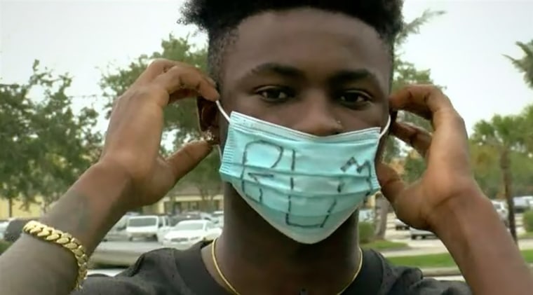 Quinton Desamours said the assistant manager at the Publix where he works in Florida pulled him aside and took issue with the face mask he was wearing because it displayed a message of support for the Black Lives Matter protests.