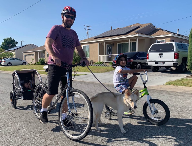 Dave Grammer has jumped back on a bike during the quarantine and gotten some company from his kids and his dog.