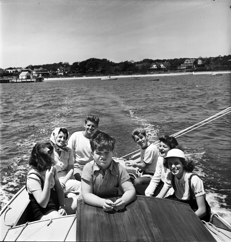 Rose Kennedy (Rear 2L) sailing with her children: (Fore)