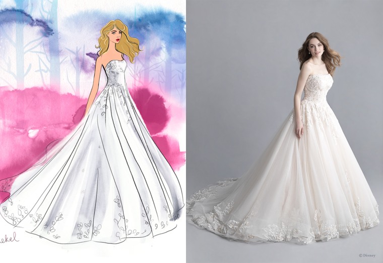 This dainty lace wedding gown is inspired by Princess Aurora from "Sleeping Beauty."