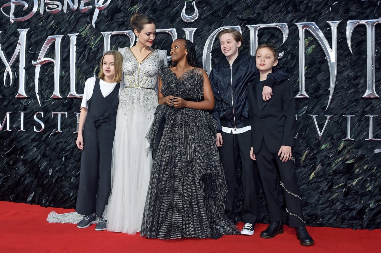 Angelina Jolie and children at "Maleficent: Mistress Of Evil" European premiere