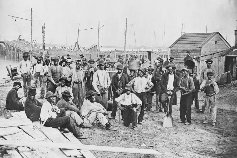 Group of Freed Slaves Along Harbor