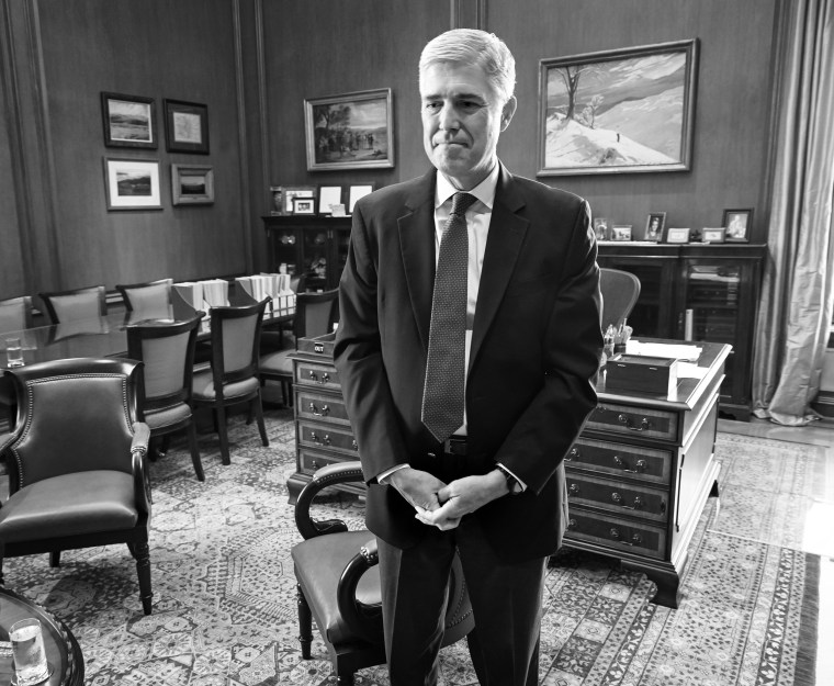 Supreme Court Justice Neil Gorsuch in his chambers in August 2019.