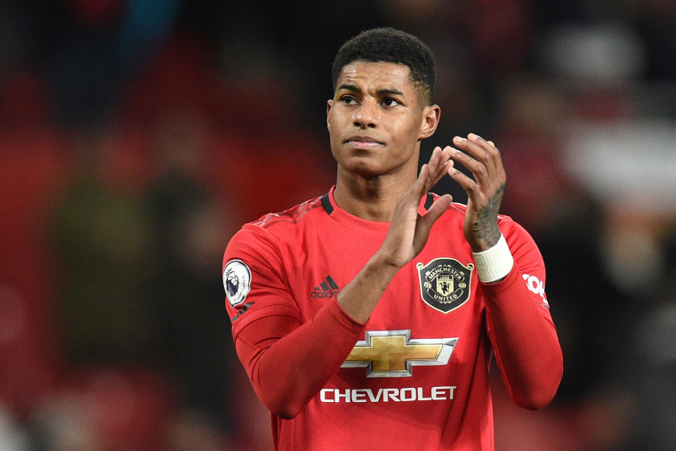 Image: Manchester United's English striker Marcus Rashford applauds supporters on the pitch after the English Premier League football match between Manchester United and Aston Villa at Old Trafford in Manchester.