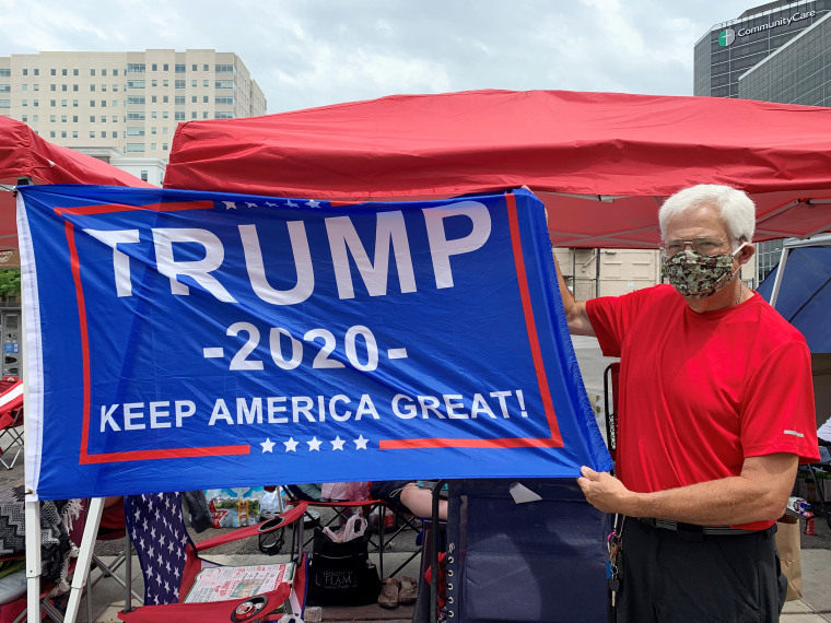 David Riniker in line for President Trump's rally in Tulsa, Okla.