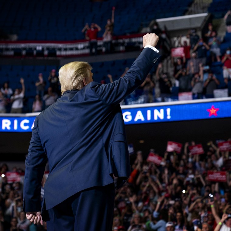 Image: President Donald Trump arrives to a campaign rally in Tulsa, Okla., on June 20, 2020.