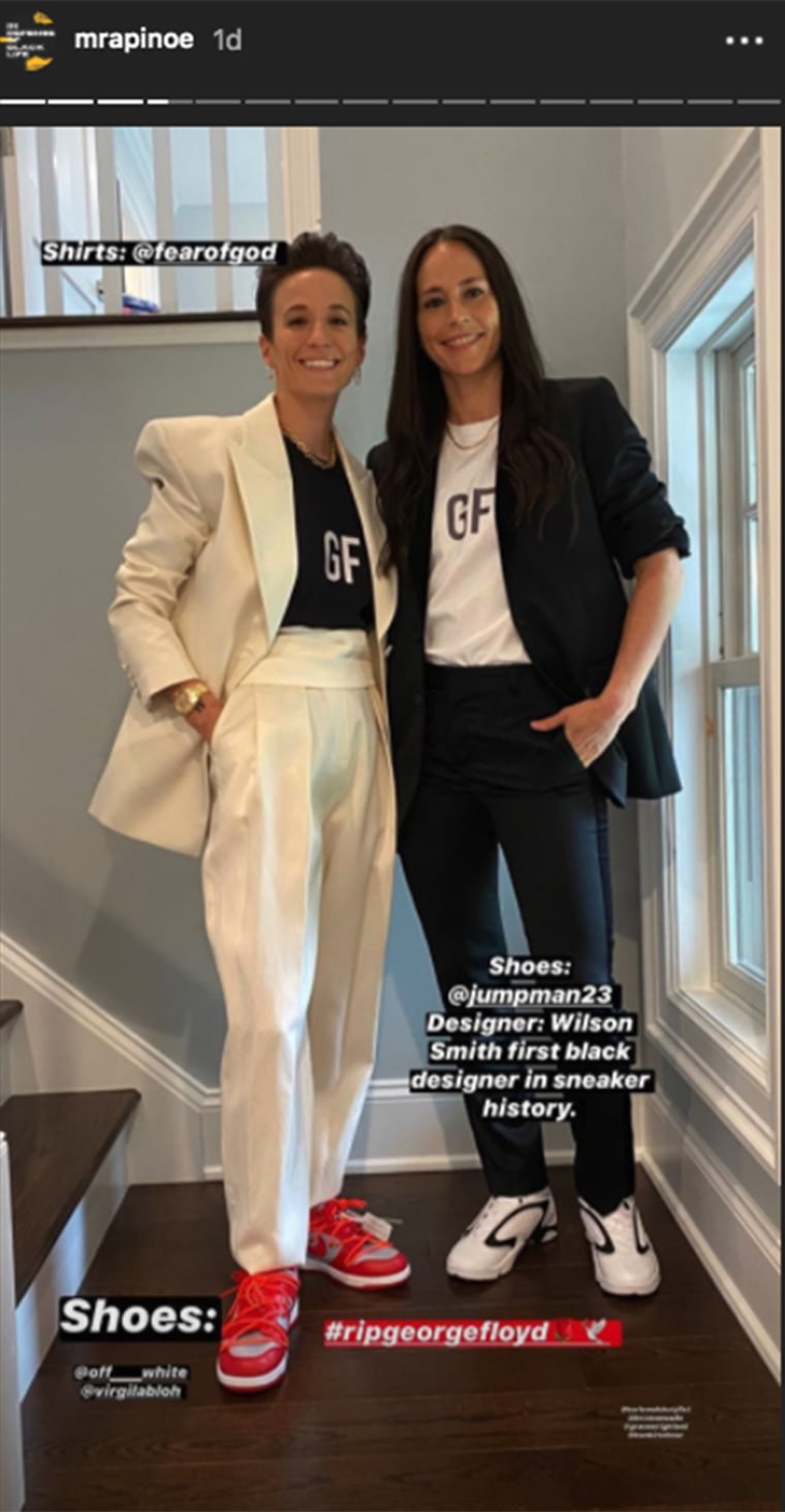 Rapinoe and Bird made a political statement with their stylish ensembles.