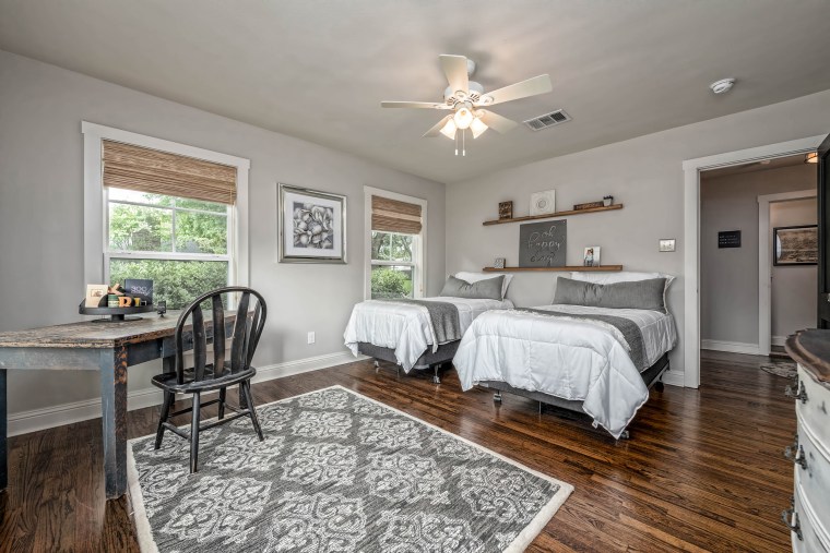 The second bedroom works as either a home office or spare bedroom. 