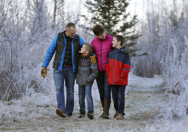 Luke and Amy Bushatz with their two children, David, age 10, and Huck, age 7.