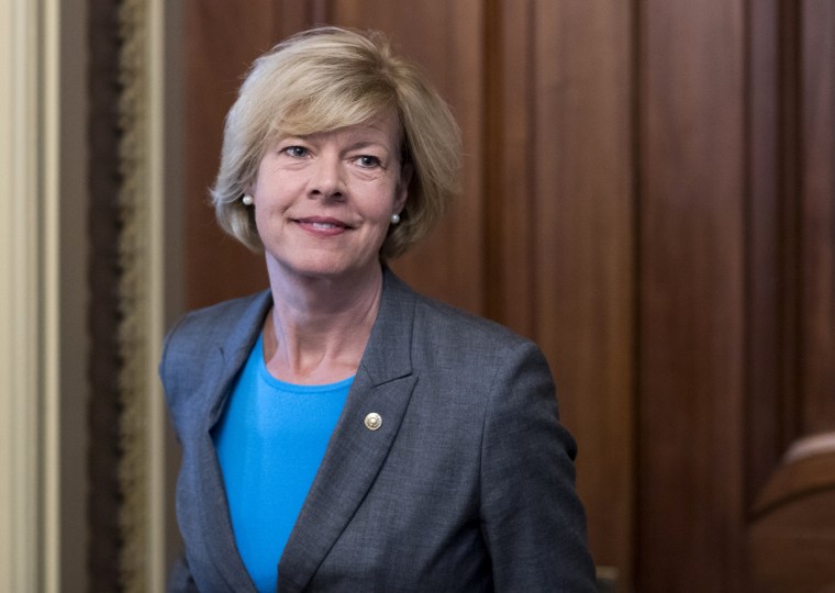 Image: Sen. Tammy Baldwin, D-Wis., leaves a luncheon at the Capitol on Sept. 7, 2016.