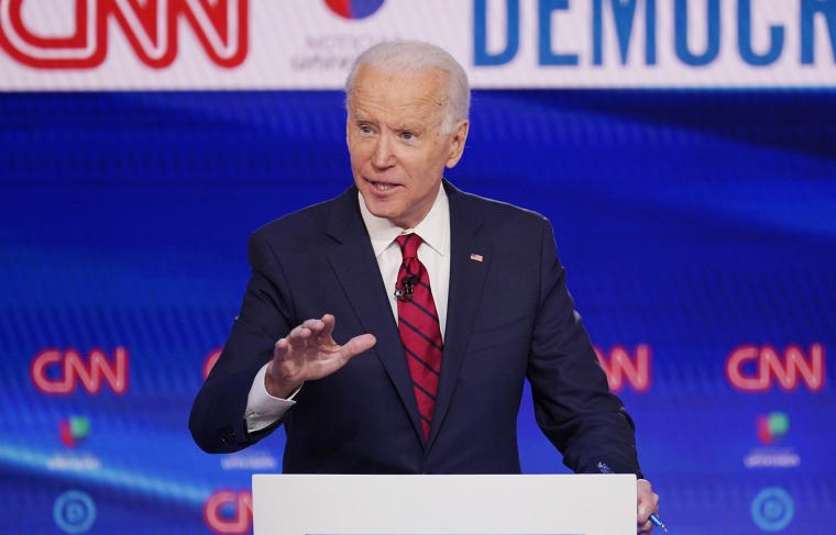 Joe Biden during the Democratic presidential primary debate in Washington on March 15, 2020.