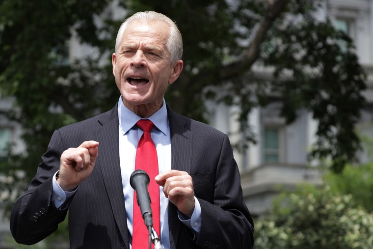 Image: Director of Trade and Manufacturing Policy Peter Navarro speaks to members of the press outside the West Wing of the White House