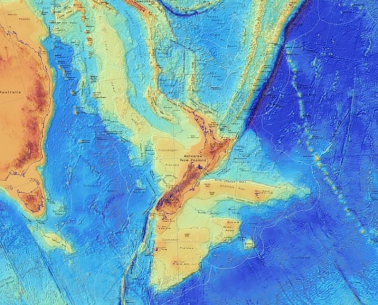 A bathymetric map of the lost continent of Zealandia