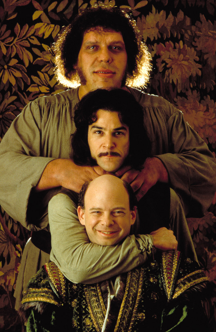 THE PRINCESS BRIDE, Andre the Giant, Mandy Patinkin, Wallace Shawn, 1987 TM &amp; Copyright (c) 20th C