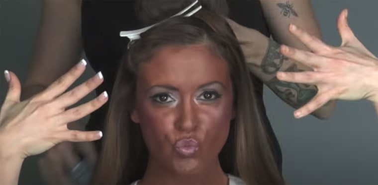 The 2013 "Funny or Die" video shows Milano made up to look like the deeply-tanned "Snooki" of "Jersey Shore." 